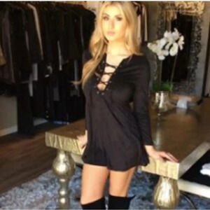 Raga Micro Suede Mini Lace Up dress